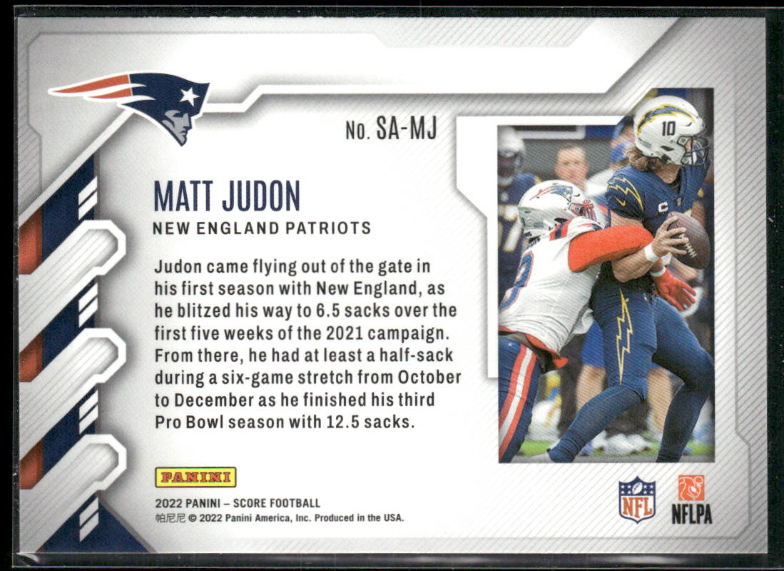 Matt Judon 2022 Score Sack Attack #SA-MJ New England Patriots