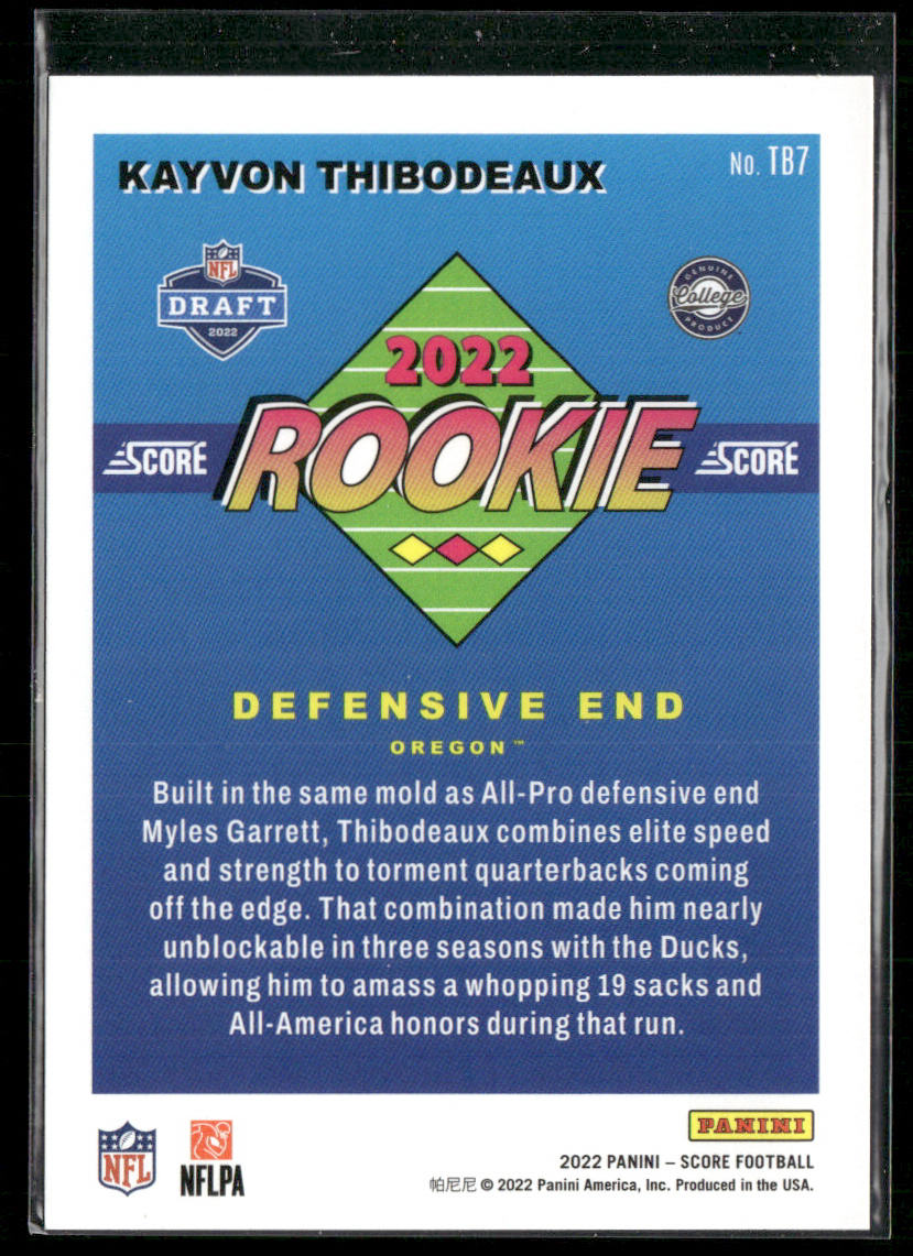 Kayvon Thibodeaux 2022 Score 1992 Throwback Rookie #TB7 Oregon Ducks