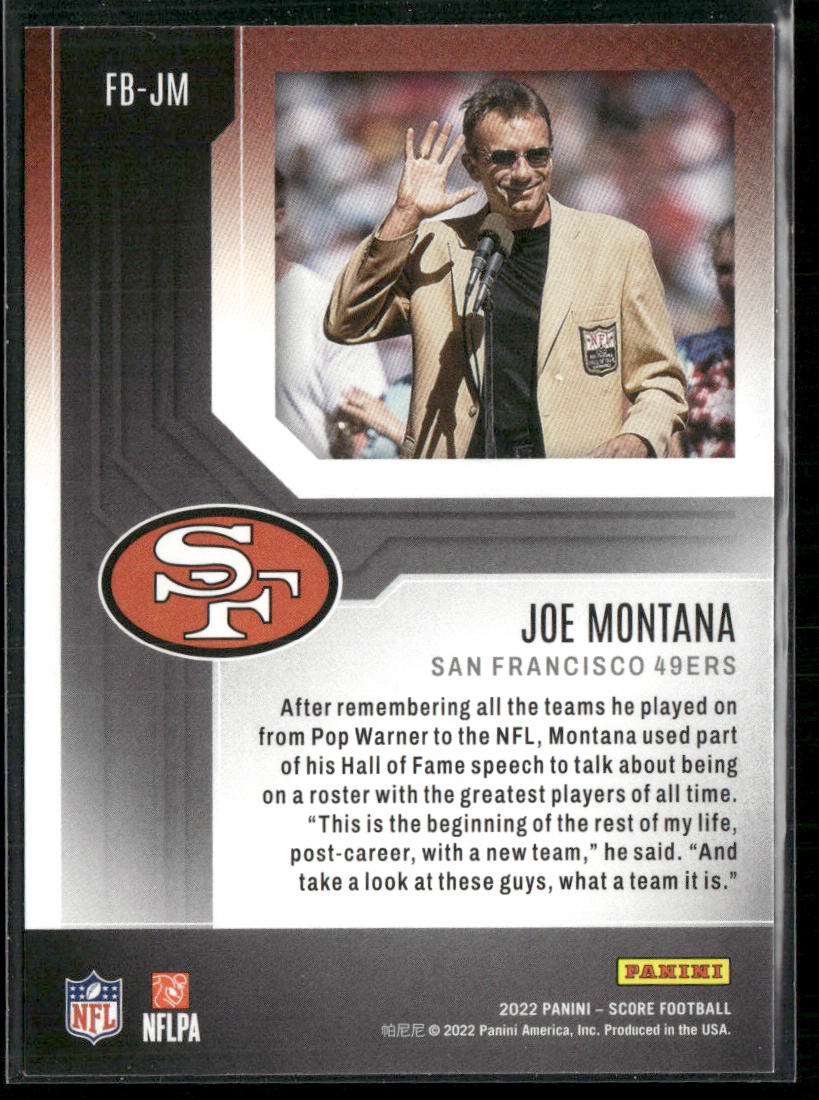 Joe Montana 2022 Score #FB-JM San Francisco 49ers