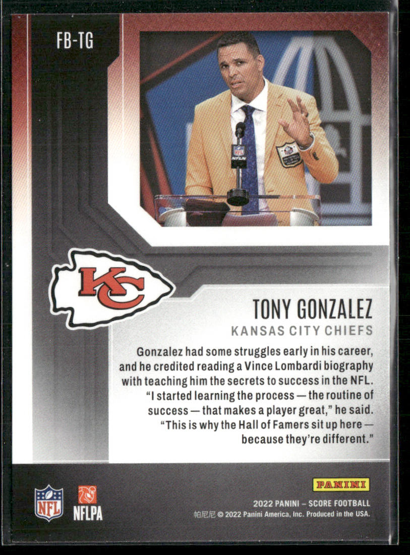Tony Gonzalez 2022 Score First Ballot #FB-TG Kansas City Chiefs