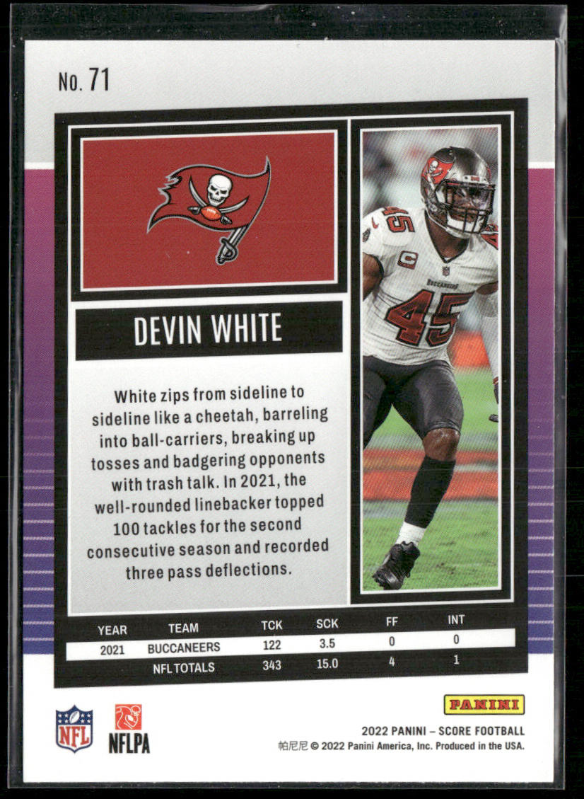 Devin White 2022 Score Gold #71 Tampa Bay Buccaneers