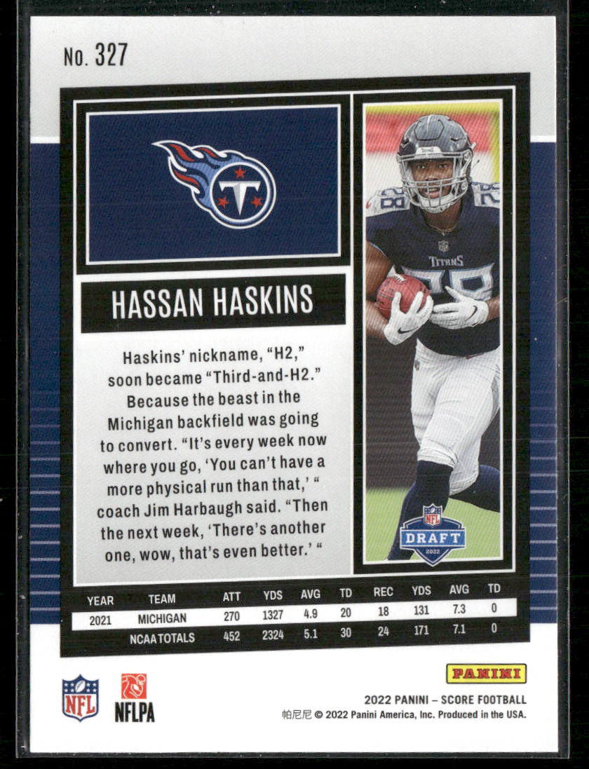 Hassan Haskins 2022 Score Gold #327 RC Tennessee Titans