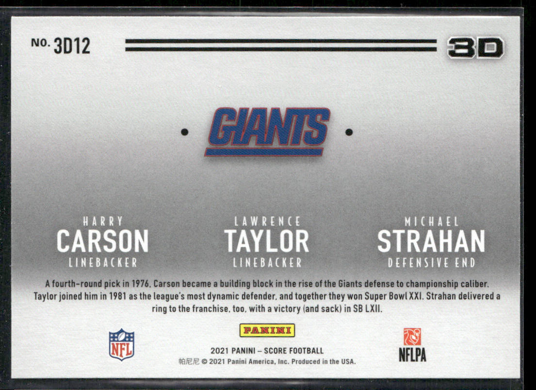 Harry Carson / Lawrence Taylor / Michael Strahan 2021 Score 3D #3D12