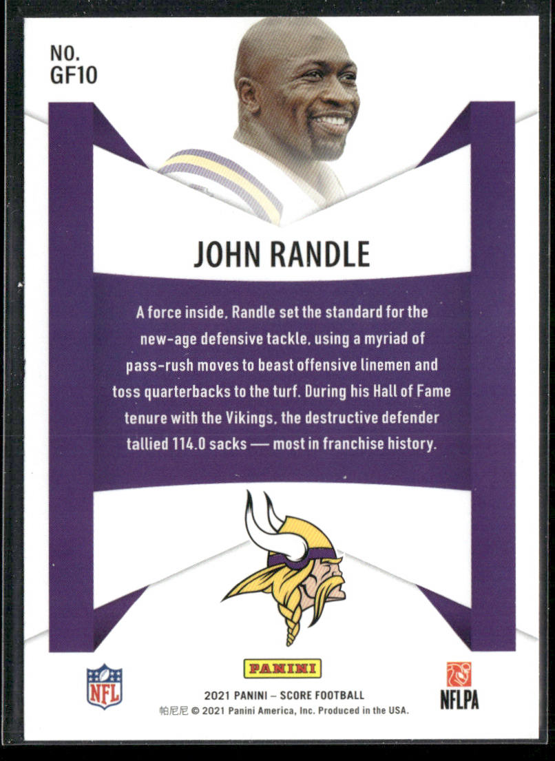 John Randle 2021 Score Game Face #GF10 Minnesota Vikings