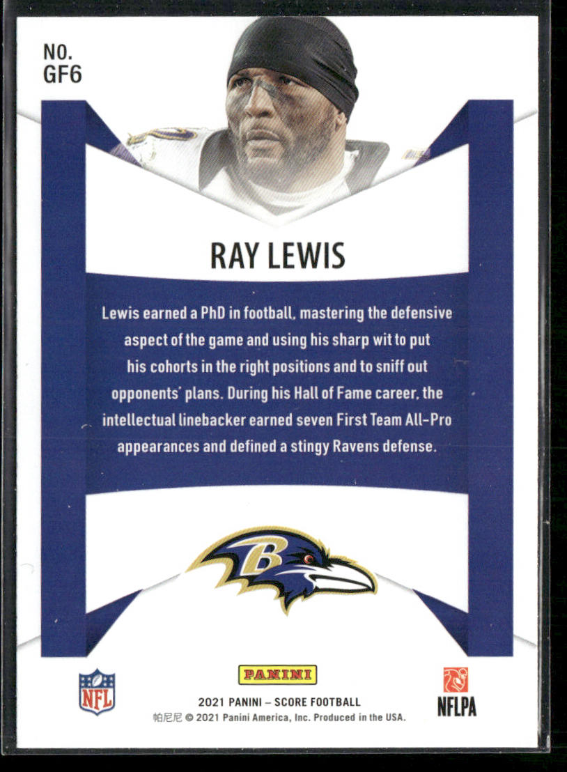 Ray Lewis 2021 Score Game Face #GF6 Baltimore Ravens