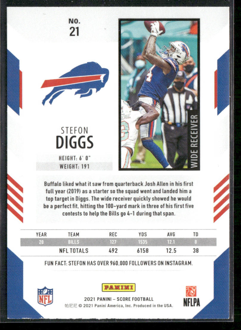 Stefon Diggs 2021 Score Red #21 Buffalo Bills