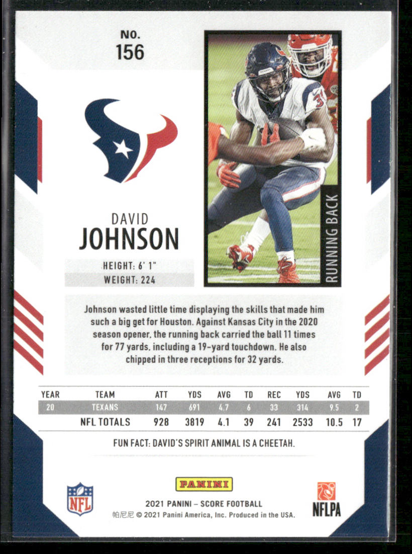 David Johnson 2021 Score Red #156 Houston Texans