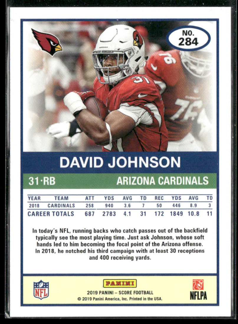 David Johnson 2019 Score Gold #284 Arizona Cardinals
