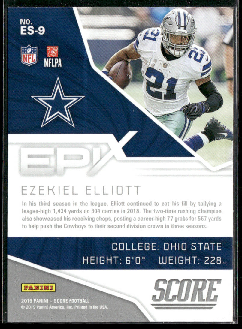Ezekiel Elliott 2019 Score Epix Season #ES-9 Dallas Cowboys