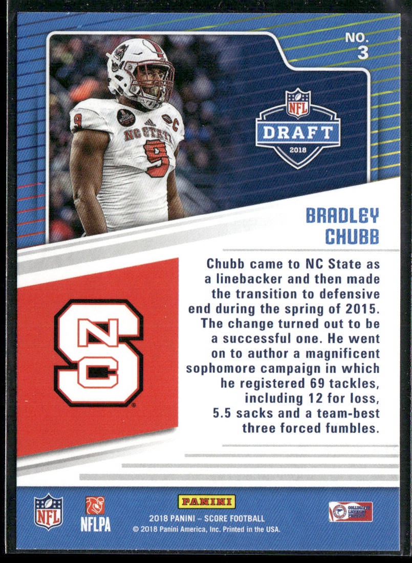 Bradley Chubb 2018 Score NFL Draft #3 NC State Wolfpack