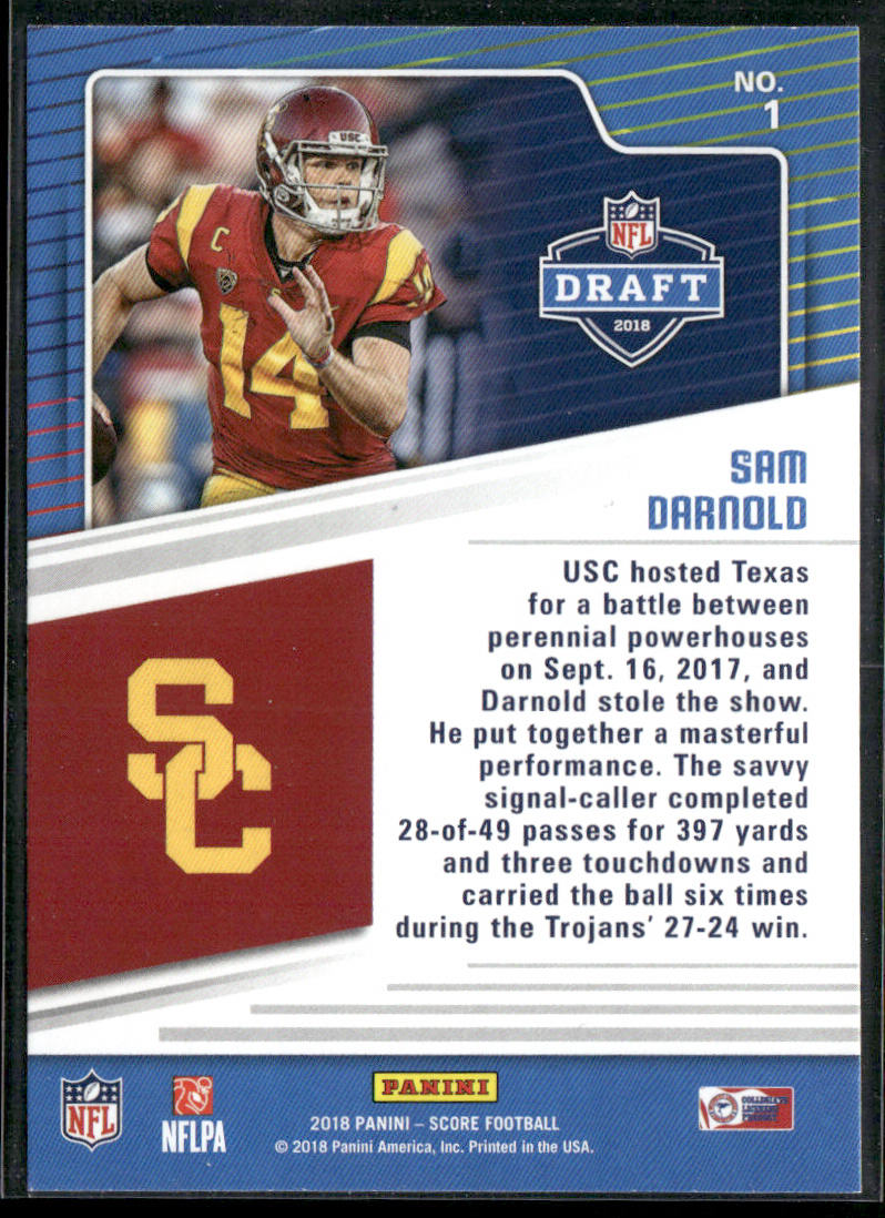 Sam Darnold 2018 Score NFL Draft #1 USC Trojans