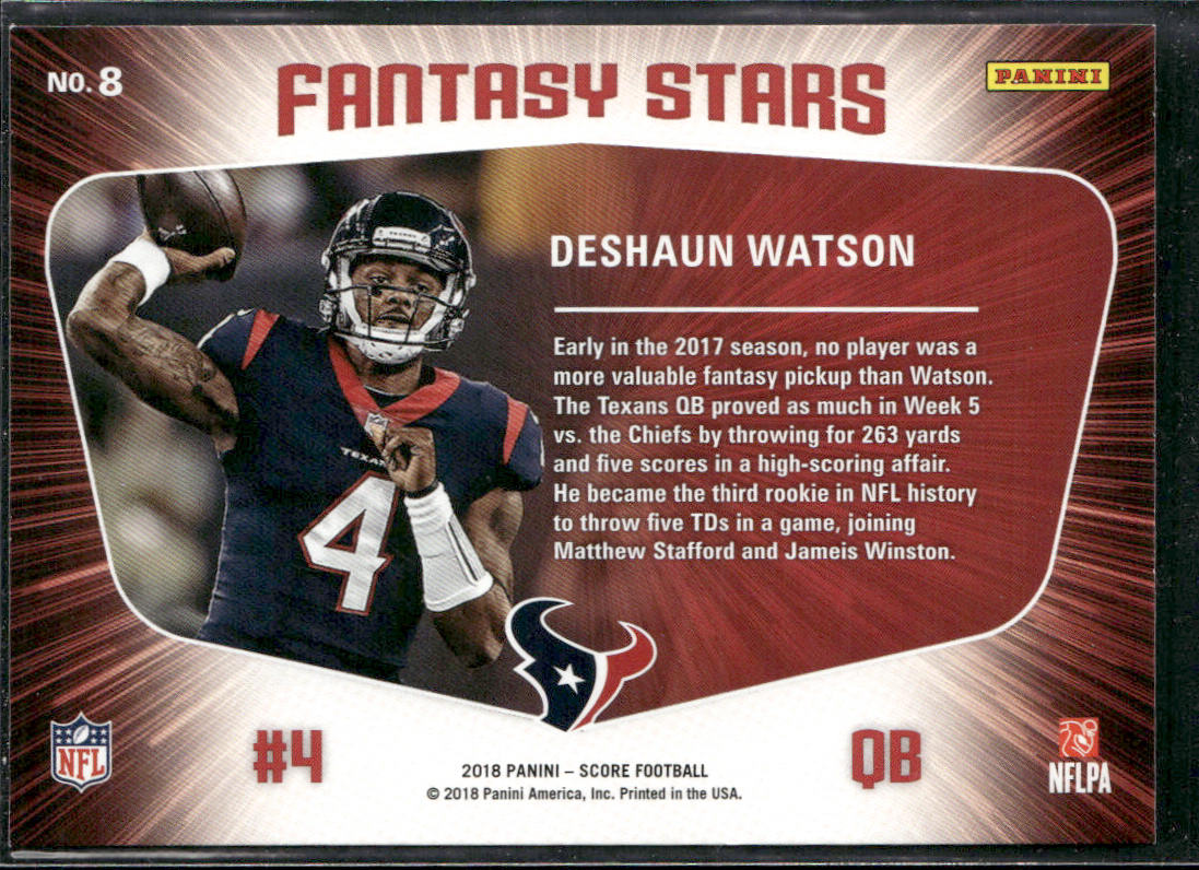 Deshaun Watson 2018 Score Fantasy Stars #8 Houston Texans