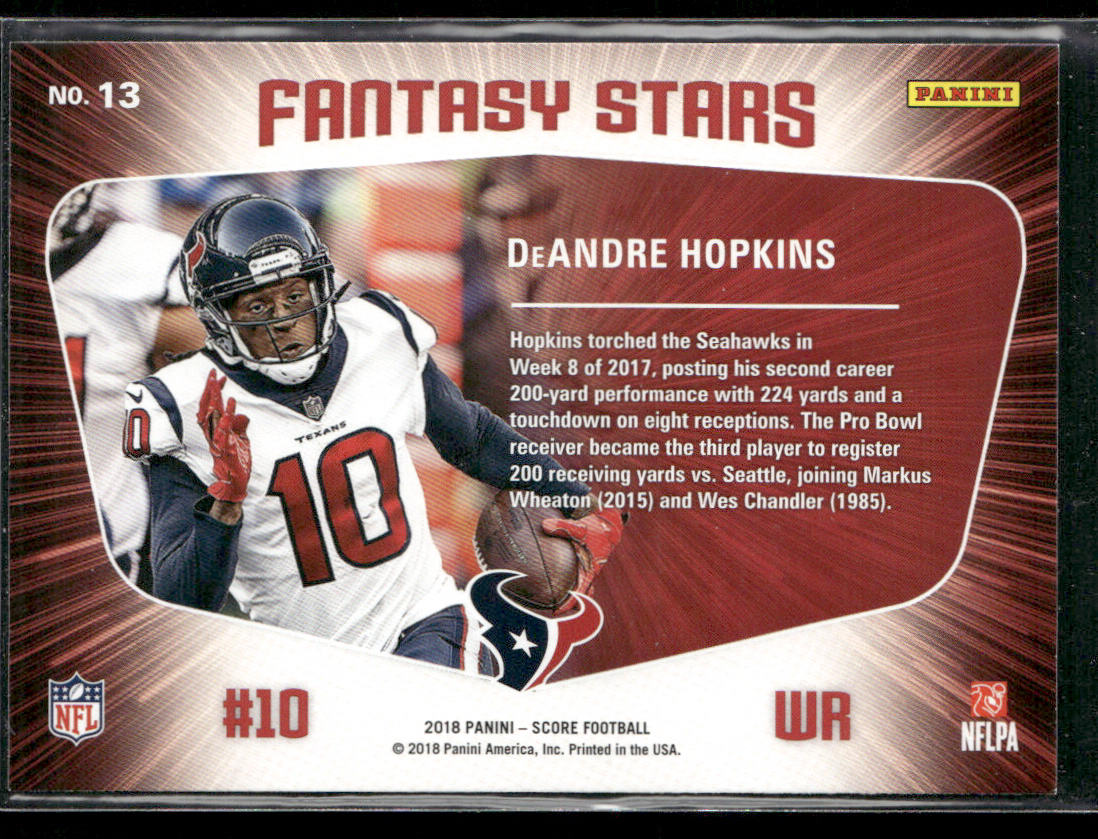 DeAndre Hopkins 2018 Score Fantasy Stars #13 Houston Texans