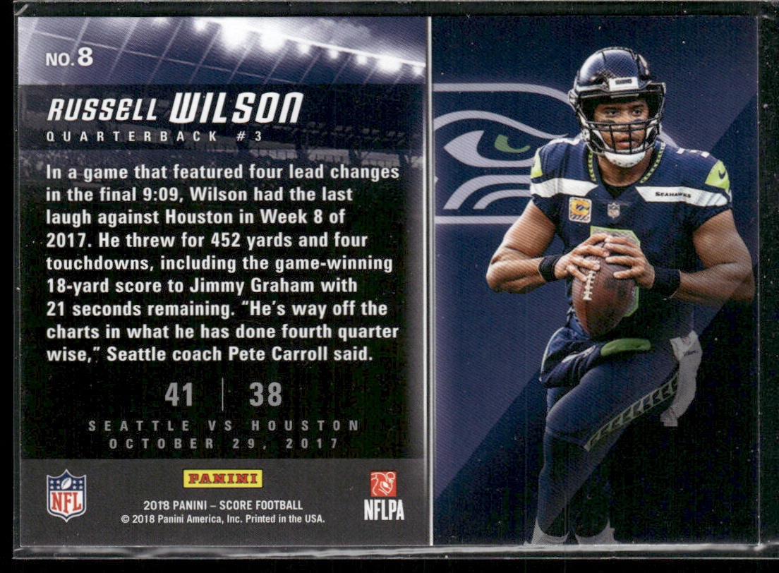 Russell Wilson 2018 Score Scoreboard Red #8 Seattle Seahawks
