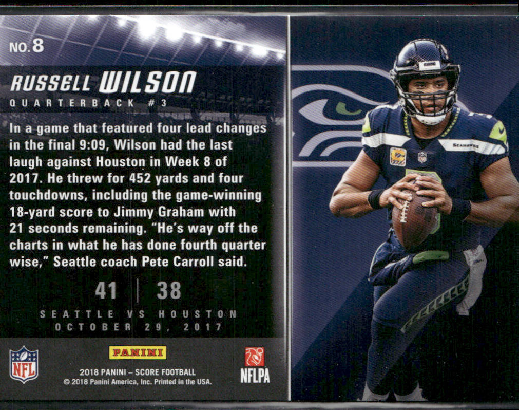 Russell Wilson 2018 Score Scoreboard #8 Seattle Seahawks