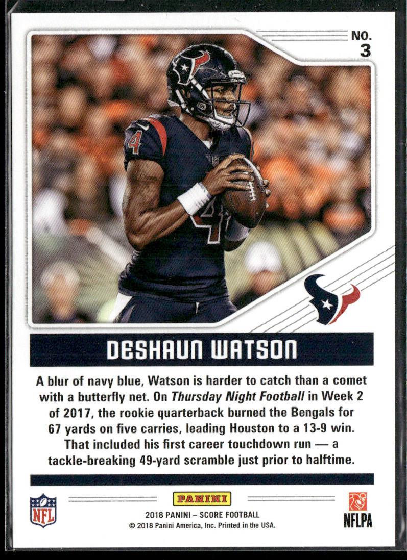 Deshaun Watson 2018 Score Color Rush #3 Houston Texans