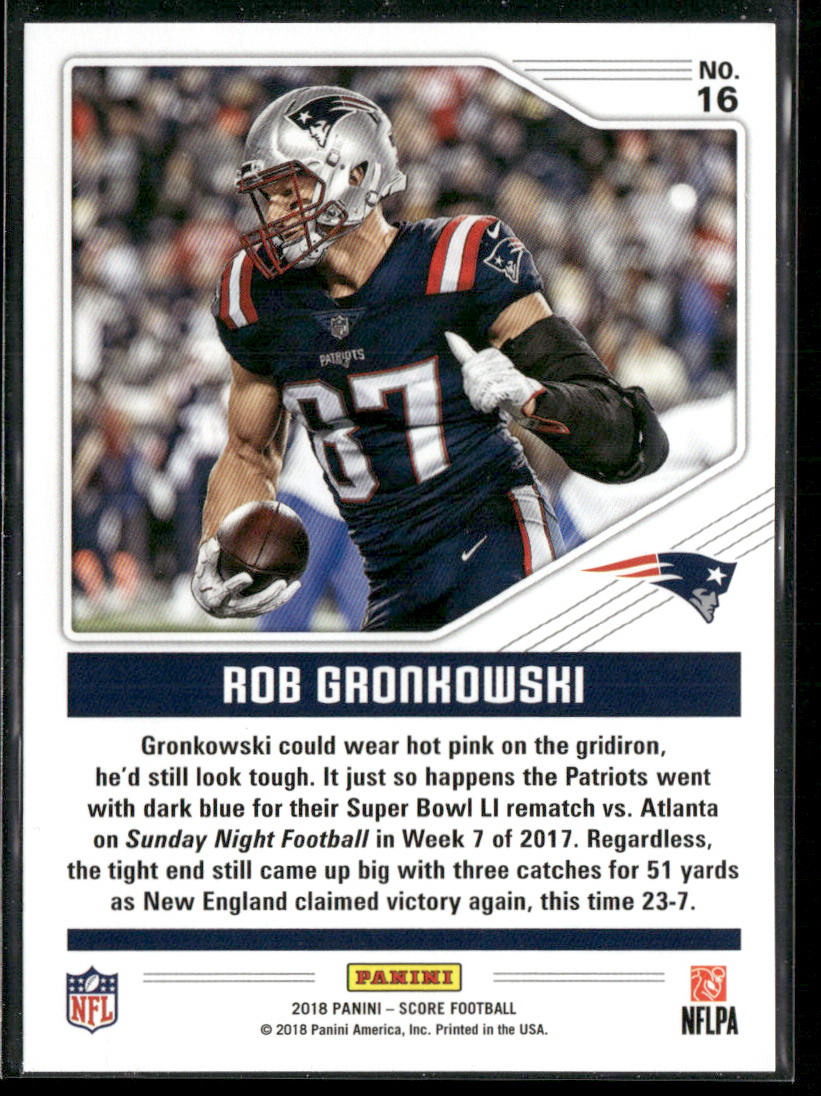 Rob Gronkowski 2018 Score Color Rush #16 New England Patriots