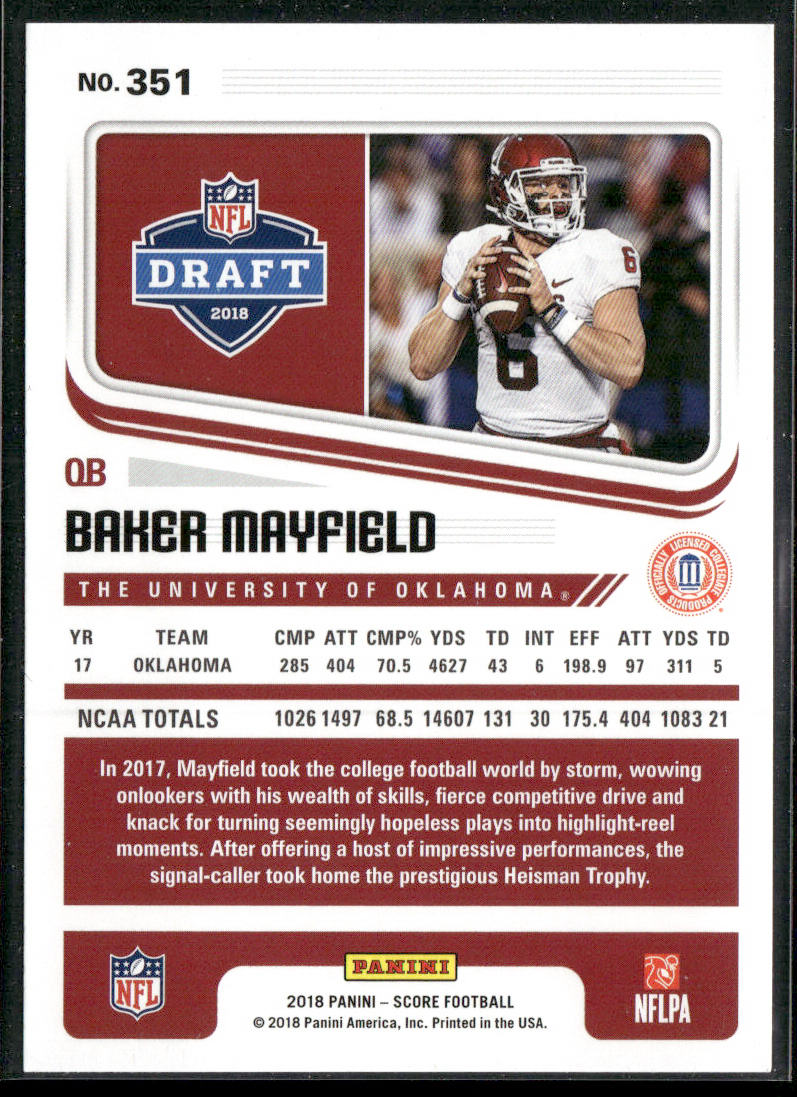 Baker Mayfield 2018 Score Red #351 Oklahoma Sooners