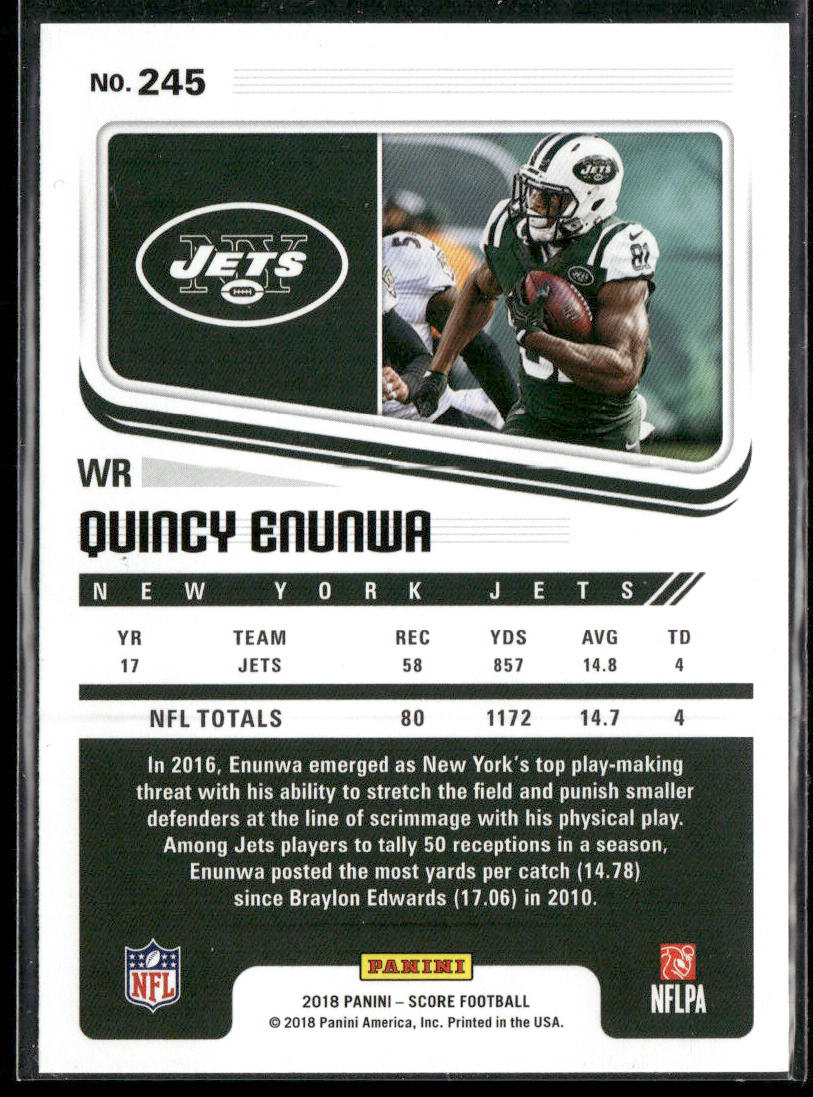 Quincy Enunwa 2018 Score Scorecard #245 New York Jets