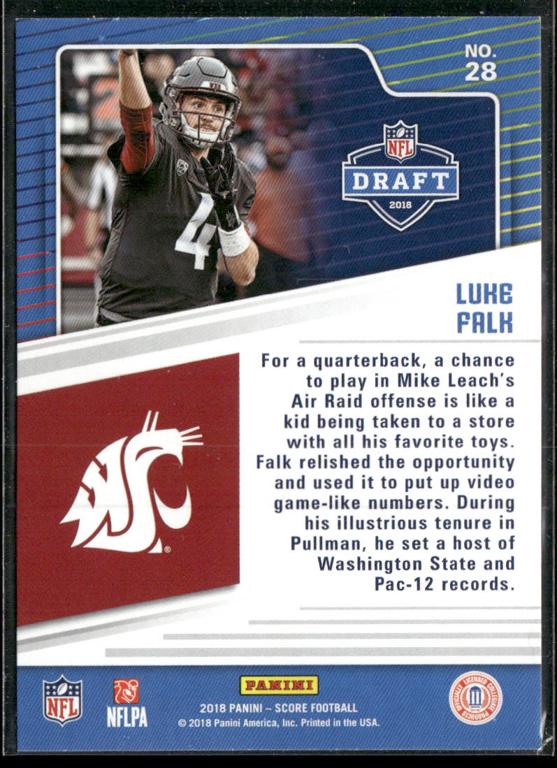 Luke Falk 2018 Score NFL Draft #28 WSU Cougars