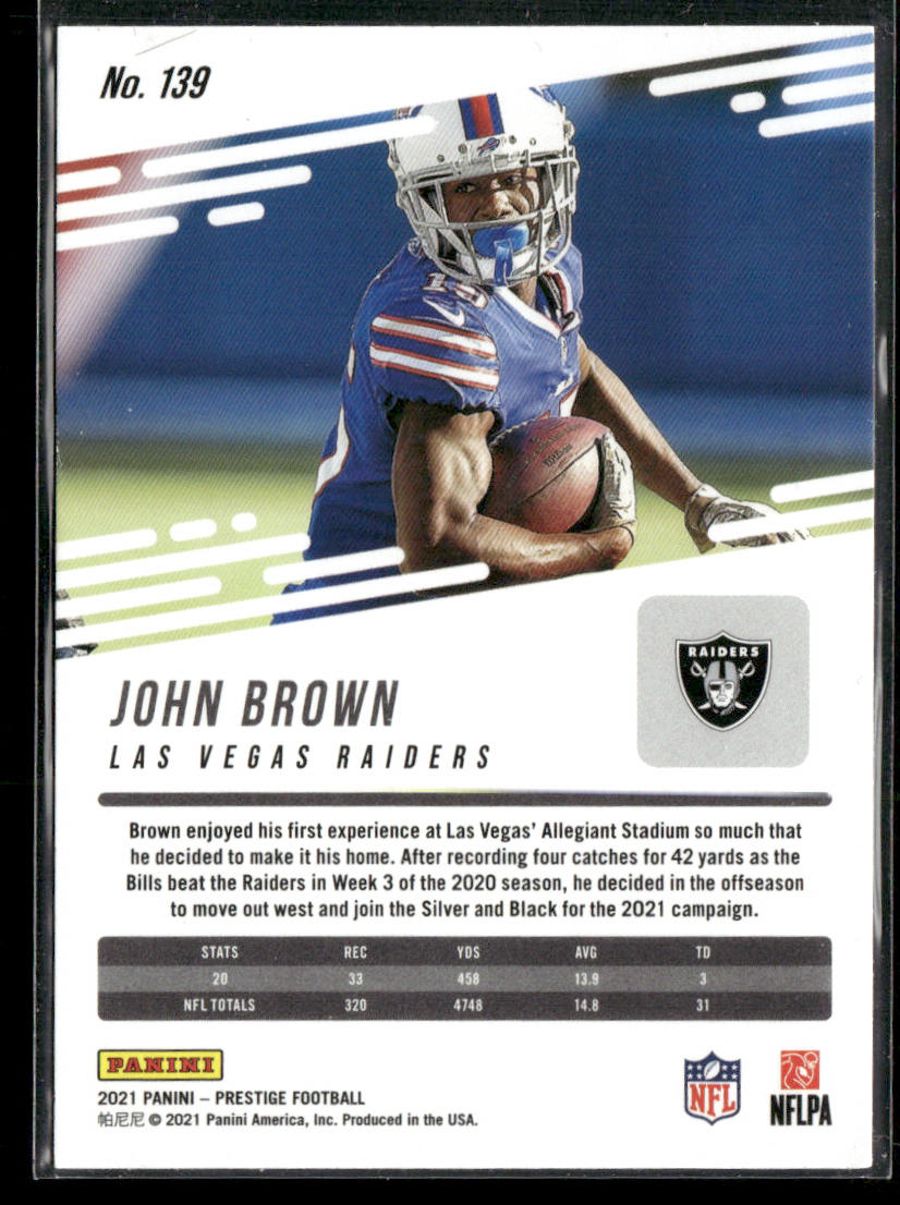 John Brown 2021 Panini Prestige Xtra Points Sunburst #139 Las Vegas Raiders