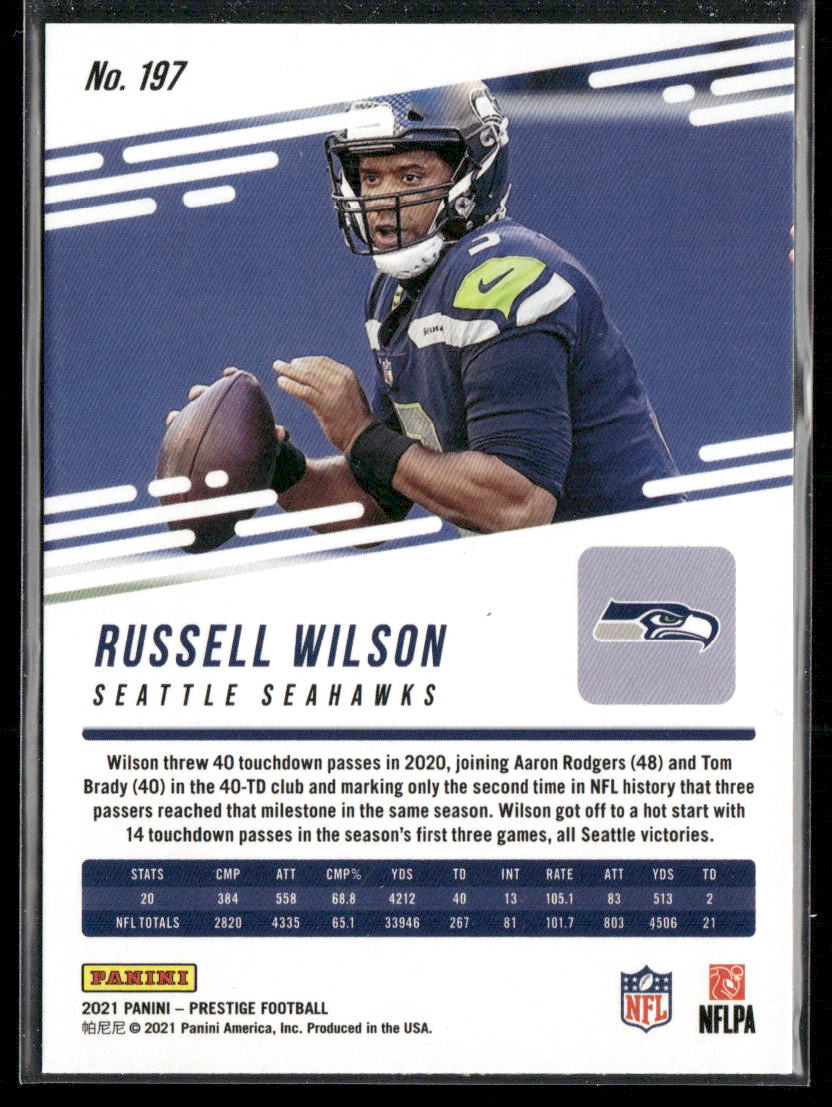 Russell Wilson 2021 Panini Prestige Xtra Points Astral #197 Seattle Seahawks