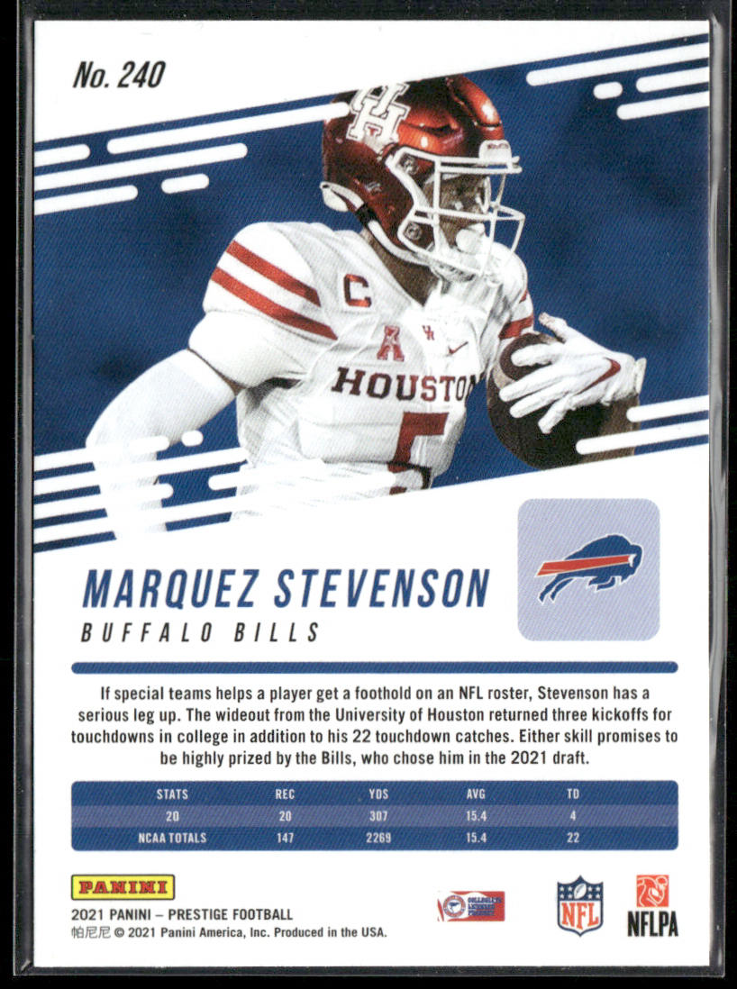 Marquez Stevenson 2021 Panini Prestige Xtra Points Sunburst #240 RC