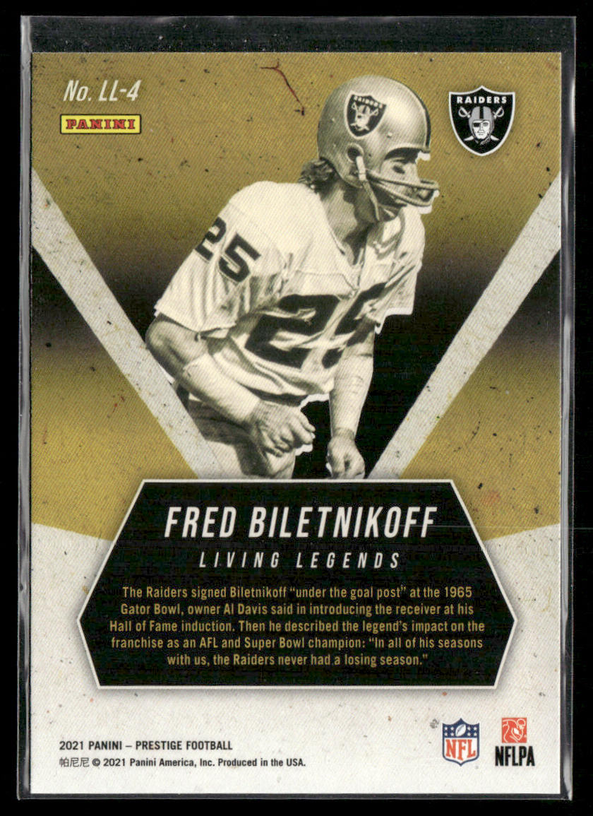 Fred Biletnikoff 2021 Panini Prestige Living Legends #LL-4 Oakland Raiders