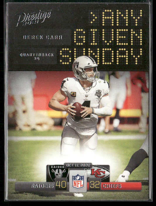 Derek Carr 2021 Panini Prestige Any Given Sunday #AGS-DC Las Vegas Raiders