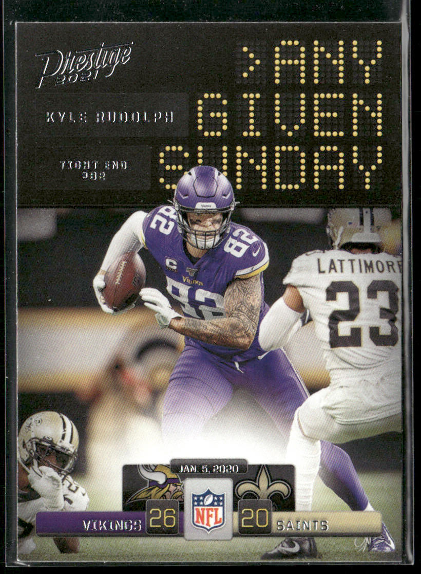 Kyle Rudolph 2021 Panini Prestige Any Given Sunday #AGS-KR Minnesota Vikings
