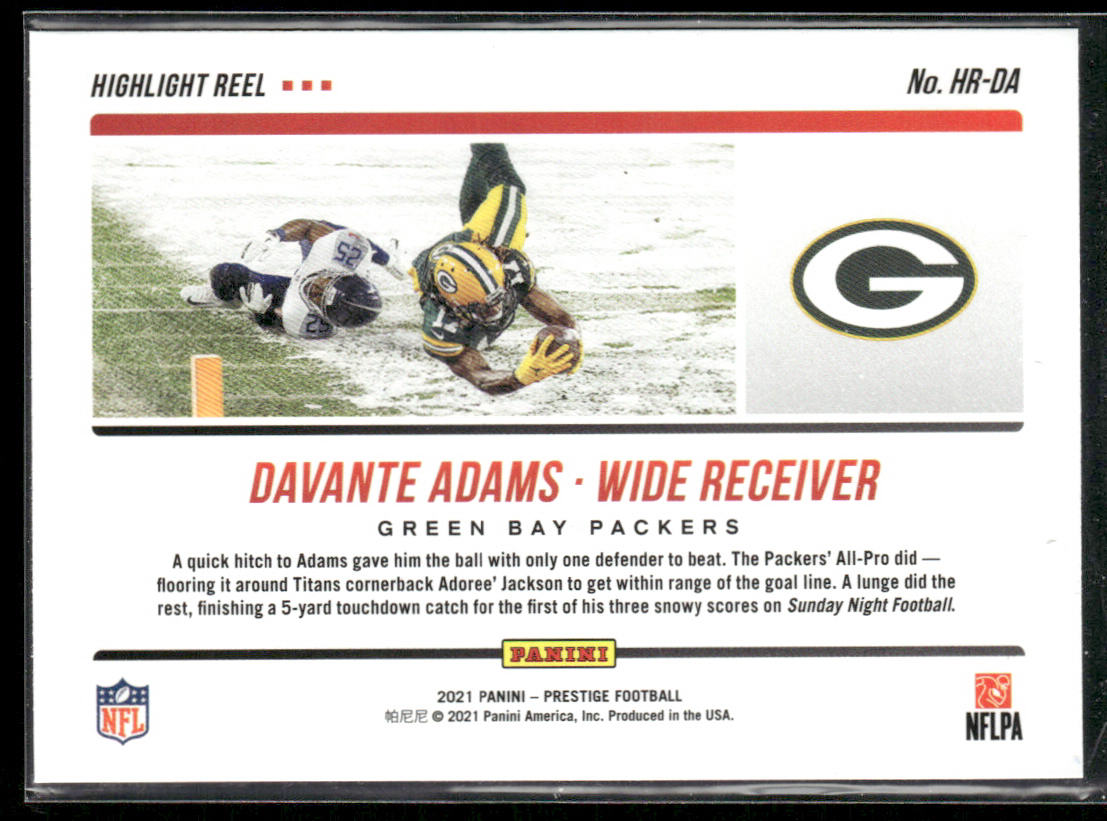 Davante Adams 2021 Panini Prestige Highlight Reel #HR-DA Green Bay Packers