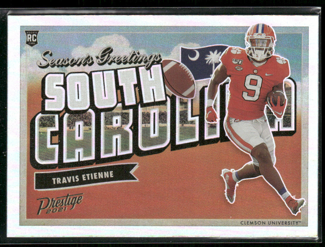 Travis Etienne Jr. 2021 Panini Prestige Seasons Greetings #SG-8 Clemson Tigers