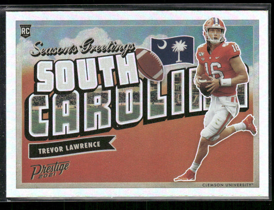 Trevor Lawrence 2021 Panini Prestige Seasons Greetings #SG-1 Clemson Tigers
