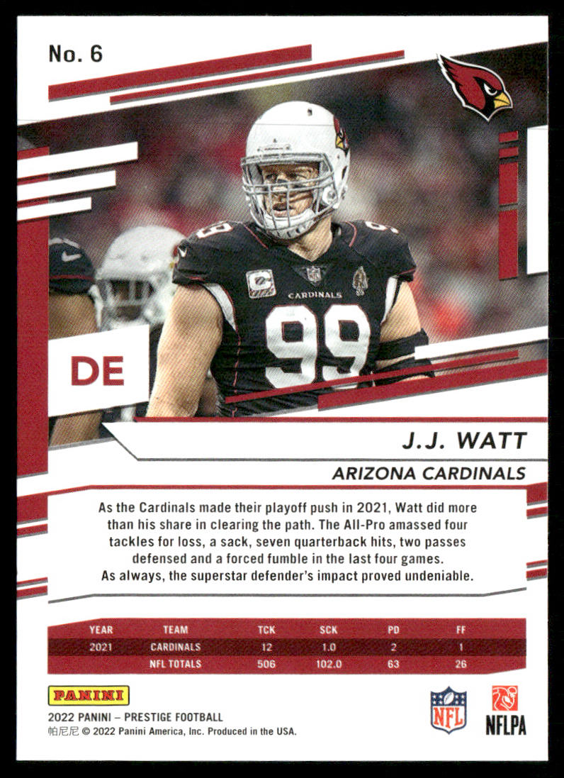 J.J. Watt 2022 Panini Prestige #6 Arizona Cardinals