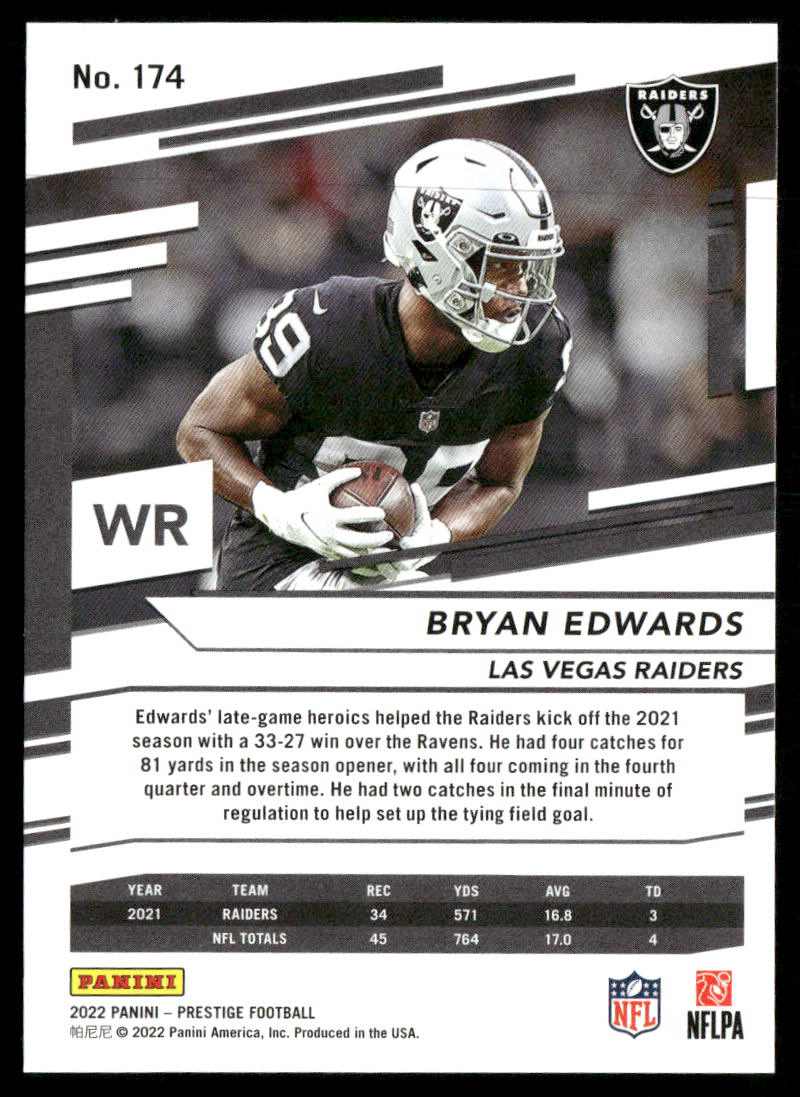 Bryan Edwards 2022 Panini Prestige #174 Las Vegas Raiders