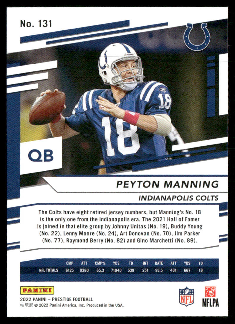 Peyton Manning 2022 Panini Prestige #131 Indianapolis Colts
