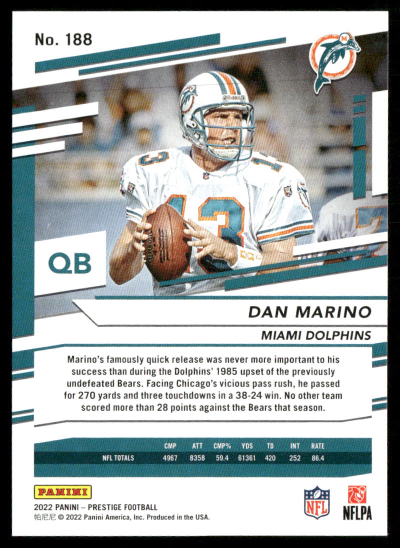 Dan Marino 2022 Panini Prestige #188 Miami Dolphins