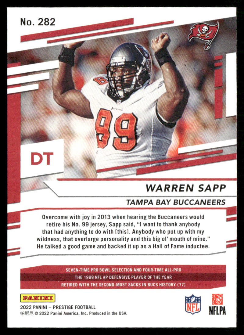Warren Sapp 2022 Panini Prestige #282 Tampa Bay Buccaneers