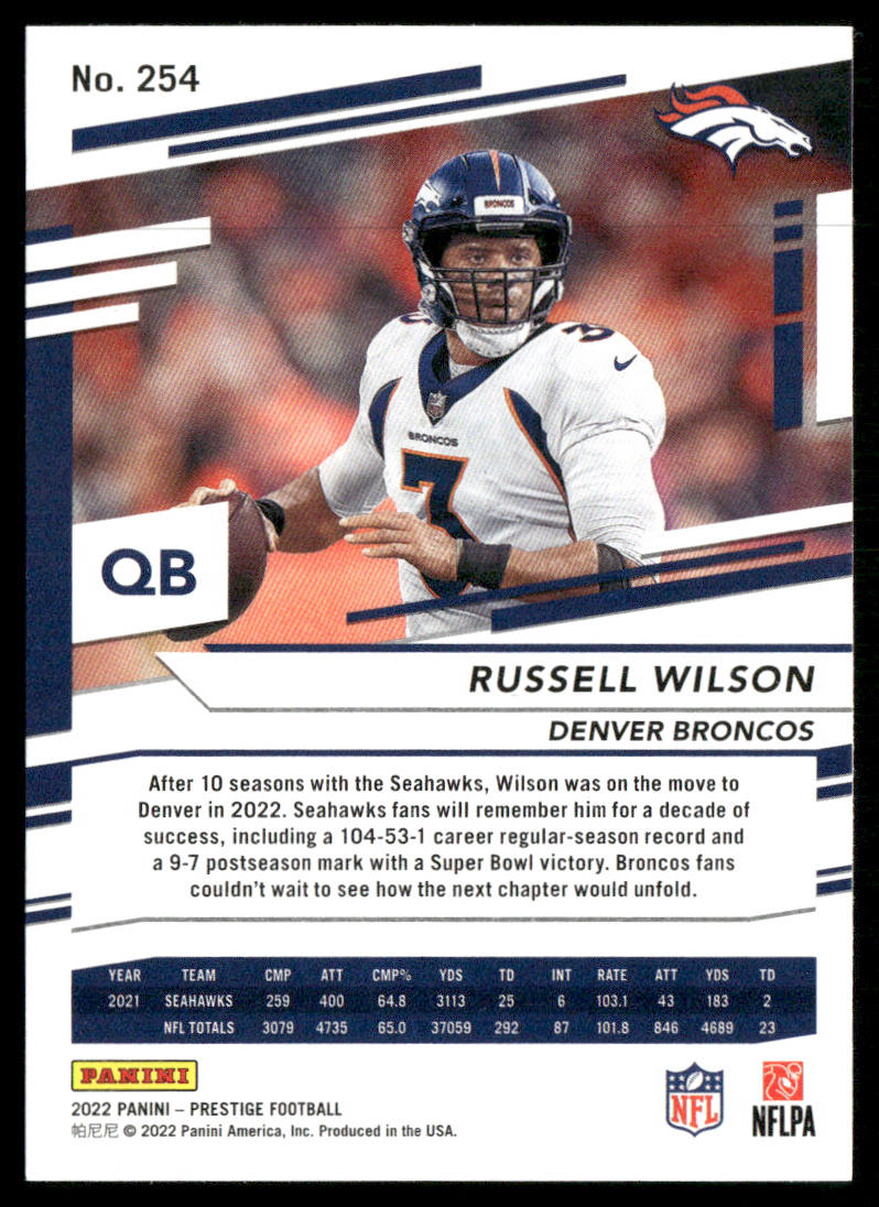 Russell Wilson 2022 Panini Prestige #254 Denver Broncos