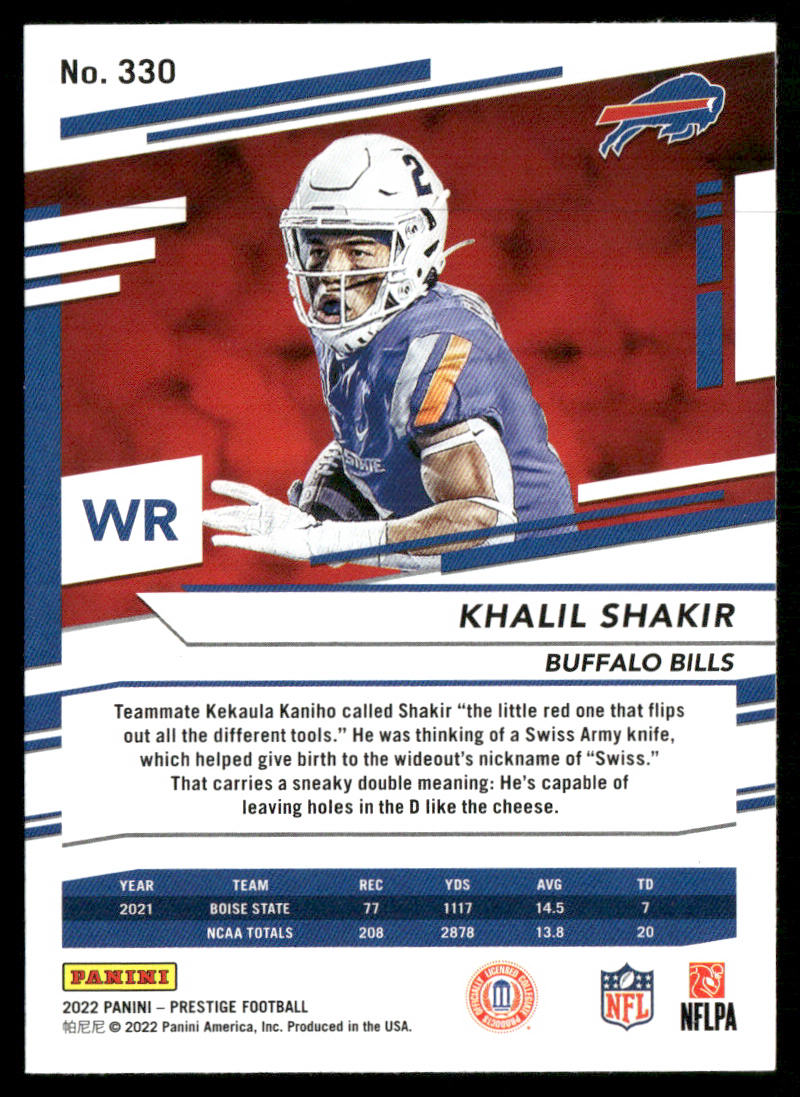 Khalil Shakir 2022 Panini Prestige #330 RC Buffalo Bills