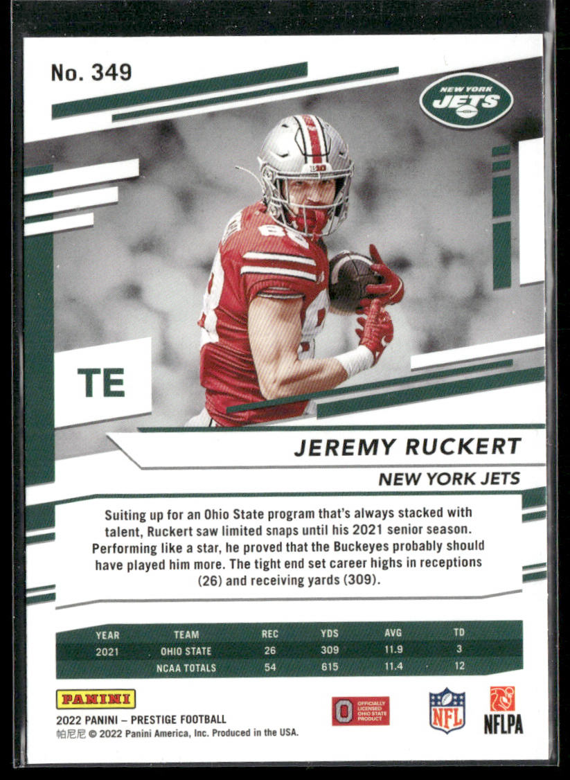 Jeremy Ruckert 2022 Panini Prestige Xtra Points Diamond #349 RC New York Jets