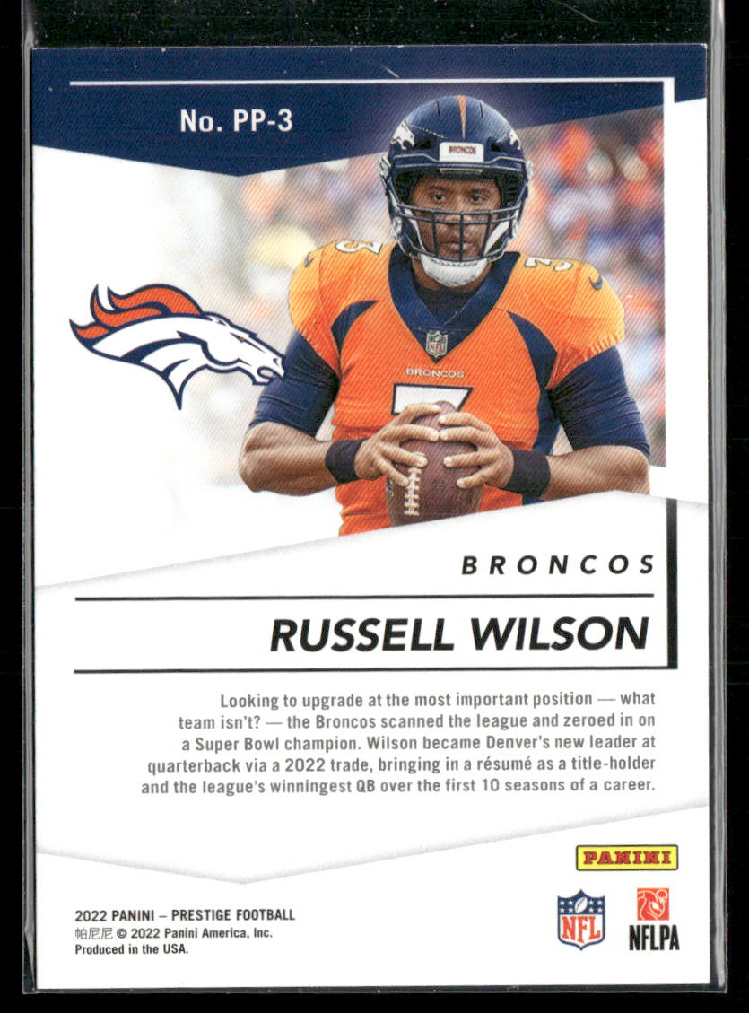 Russell Wilson 2022 Panini Prestige Prestigious Pros #PP-3 Denver Broncos