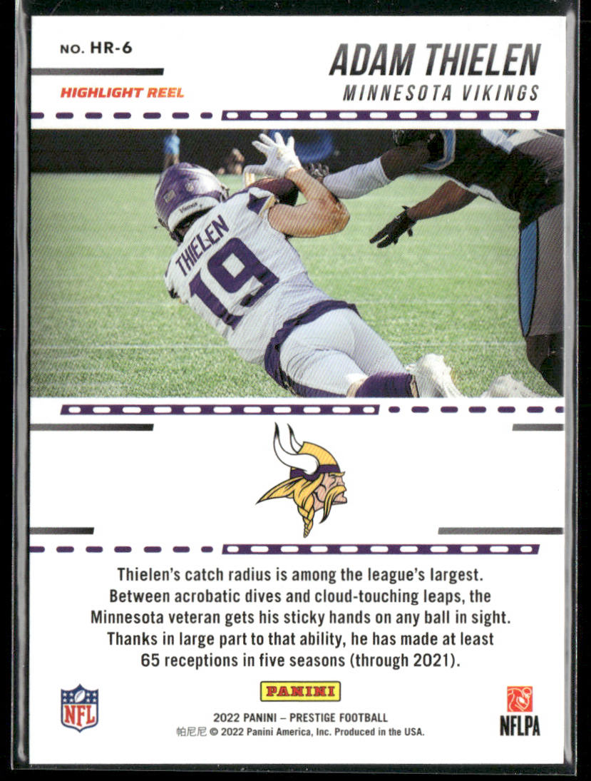 Adam Thielen 2022 Panini Prestige Highlight Reel #HR-6 Minnesota Vikings