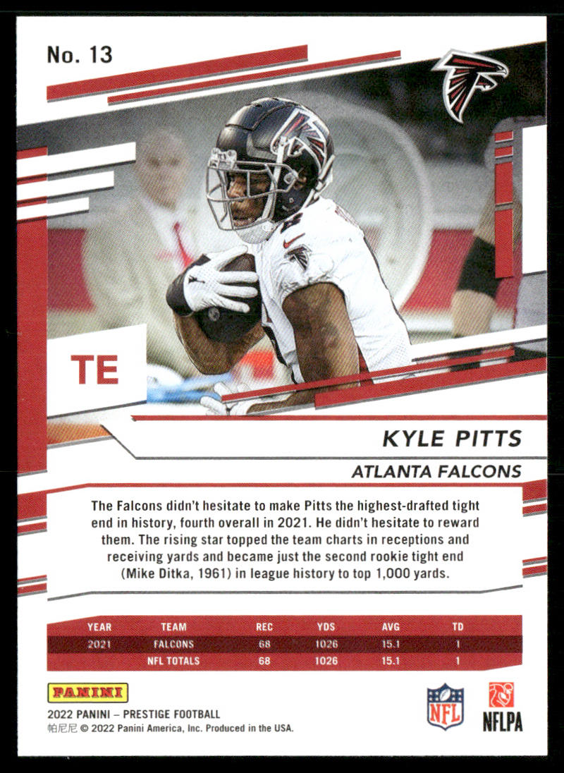 Kyle Pitts 2022 Panini Prestige #13 Atlanta Falcons