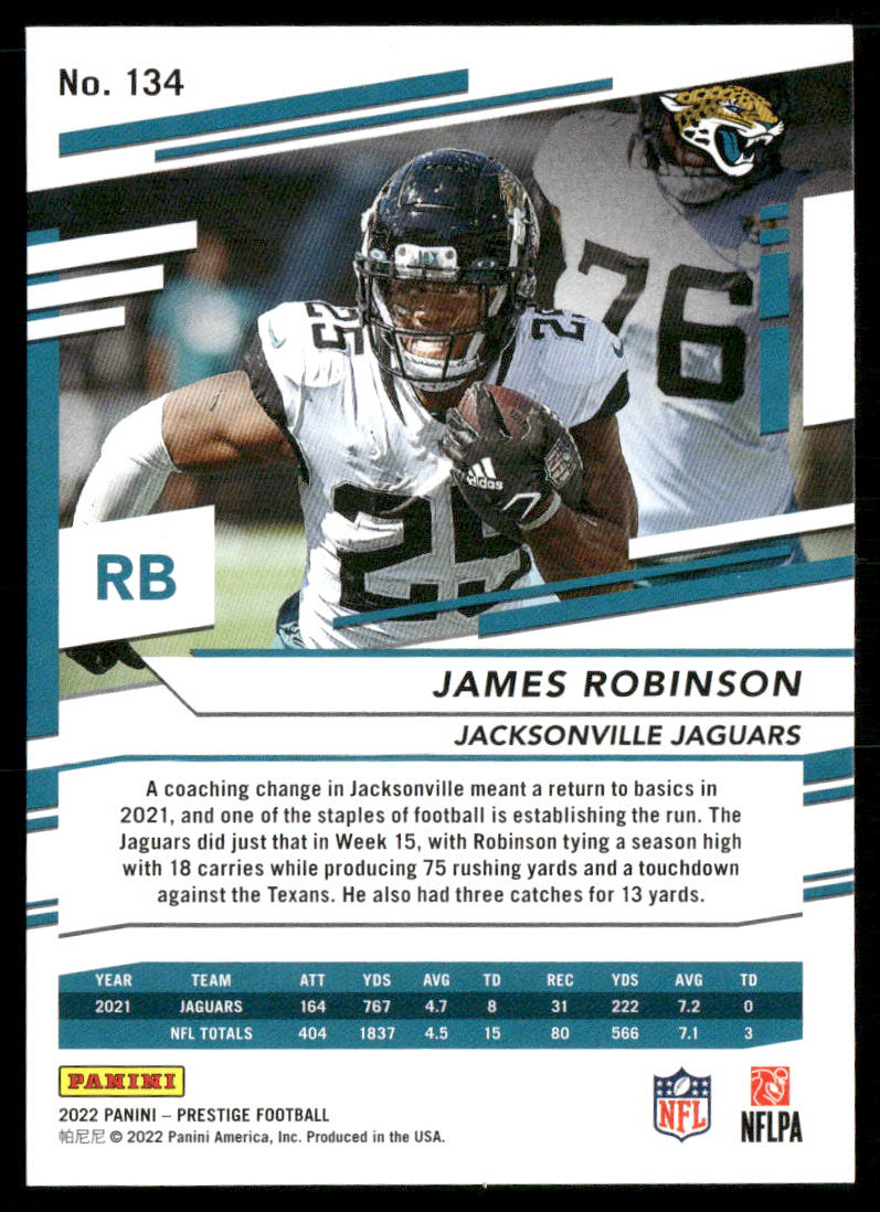 James Robinson 2022 Panini Prestige #134 Jacksonville Jaguars