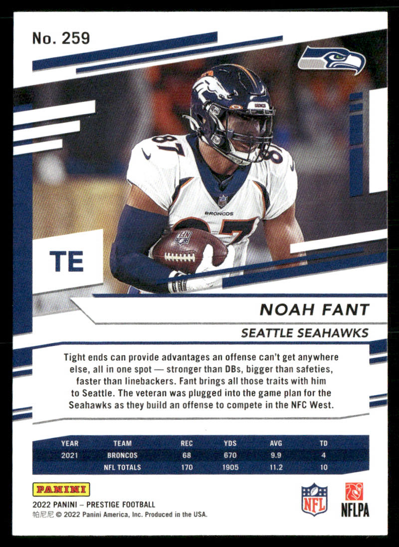 Noah Fant 2022 Panini Prestige #259 Seattle Seahawks