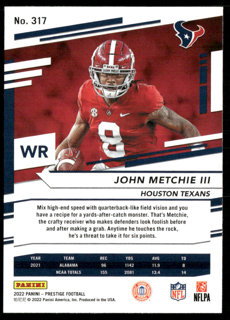 John Metchie III 2022 Panini Prestige #317 RC Houston Texans