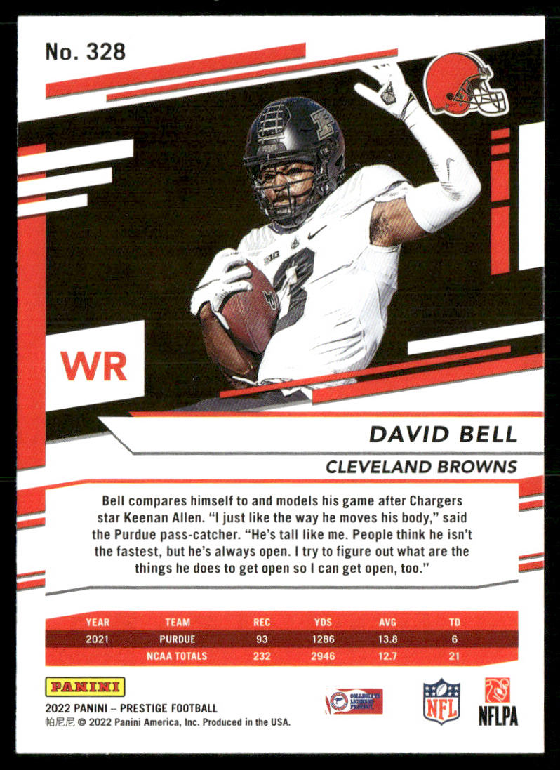 David Bell 2022 Panini Prestige #328 RC Cleveland Browns
