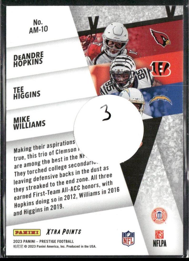 DeAndre Hopkins / Tee Higgins / Mike Williams 2023 Prestige Alma Maters #AM-10