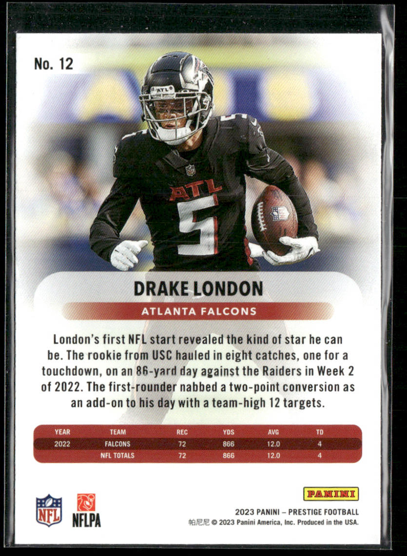 Drake London 2023 Panini Prestige Xtra Points Diamond #12 Atlanta Falcons
